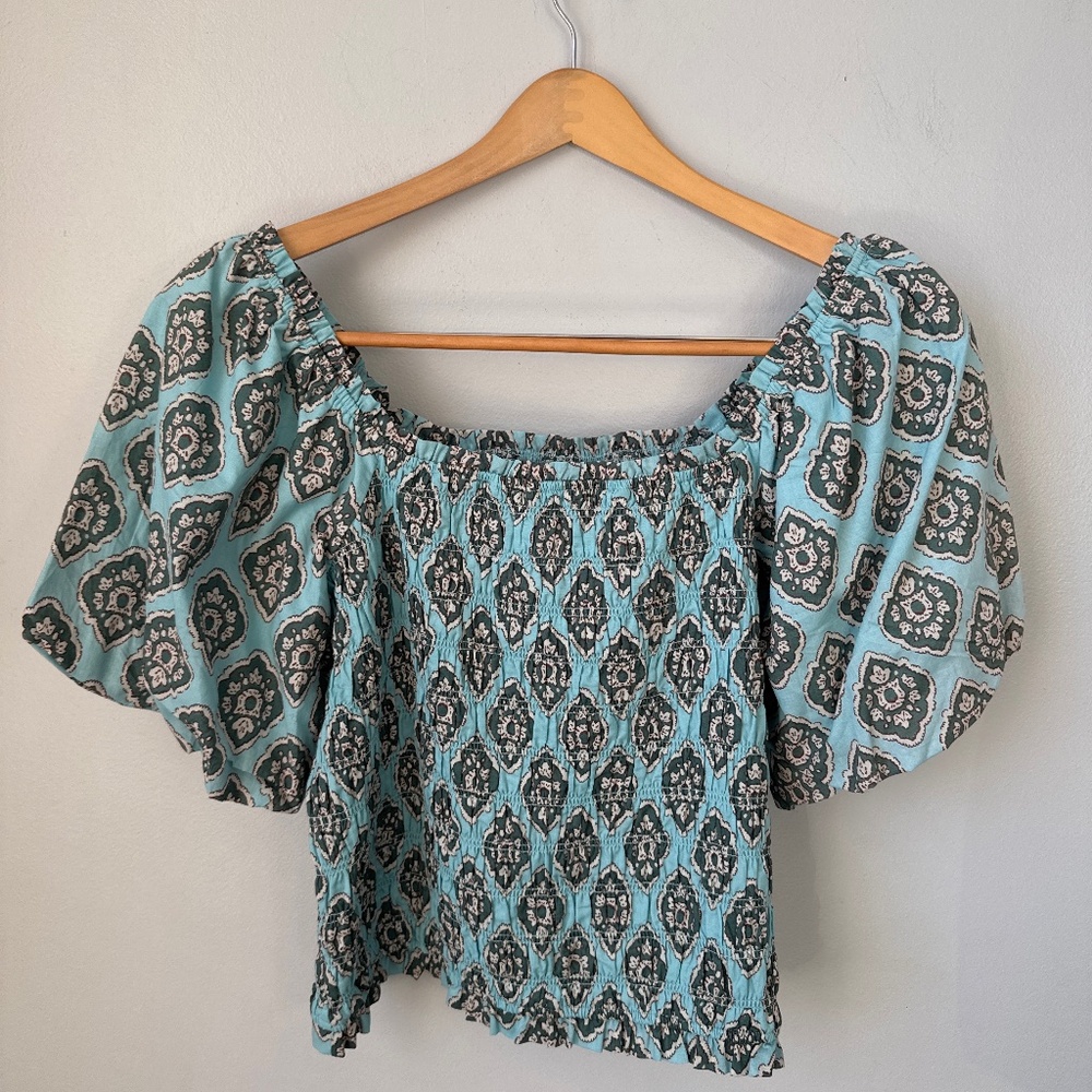 Maurice’s Medallion Smocked Puff Sleeve Blouse